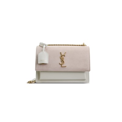 YSL SUNSET MEDIUM IN SUEDE AND LEATHER 422906 (22*16*8cm)
